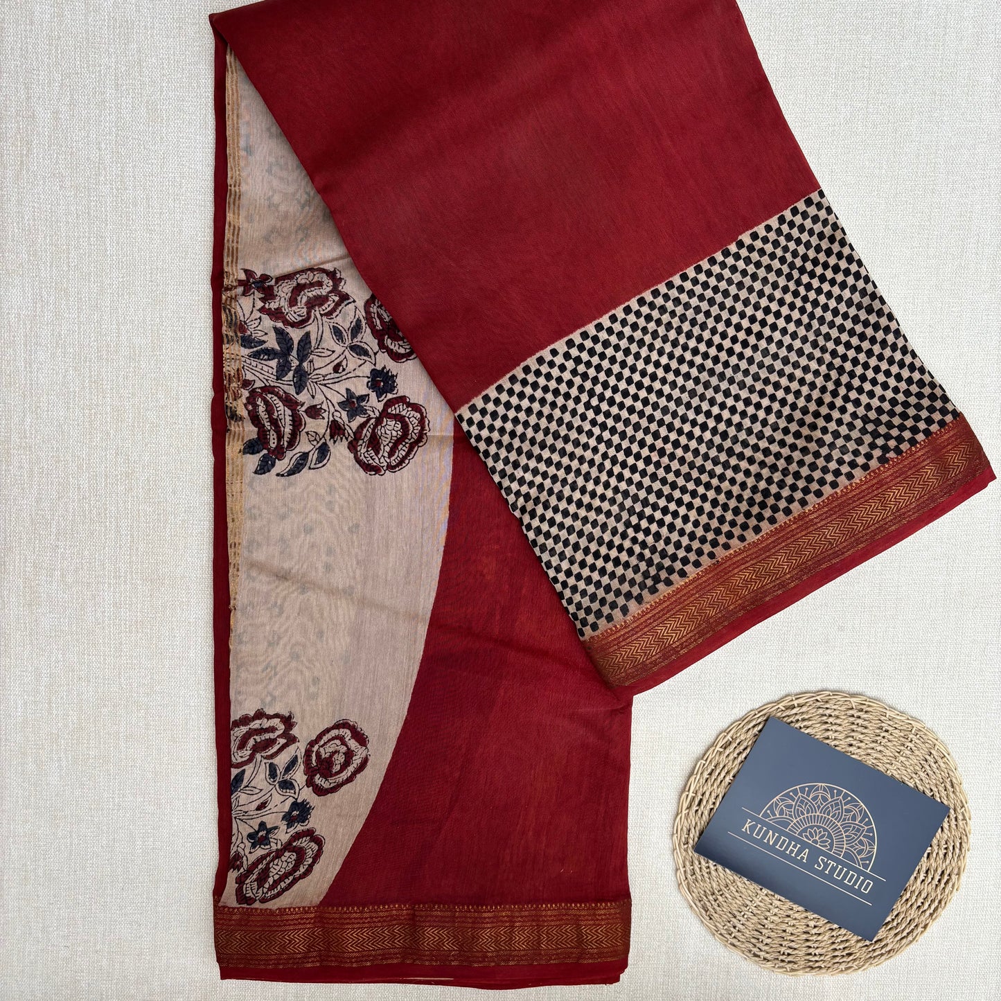 Maheshwari Silk Cotton - Maroon