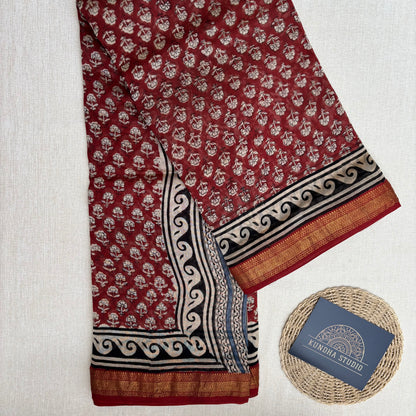 Maheshwari Silk Cotton - Red Floral