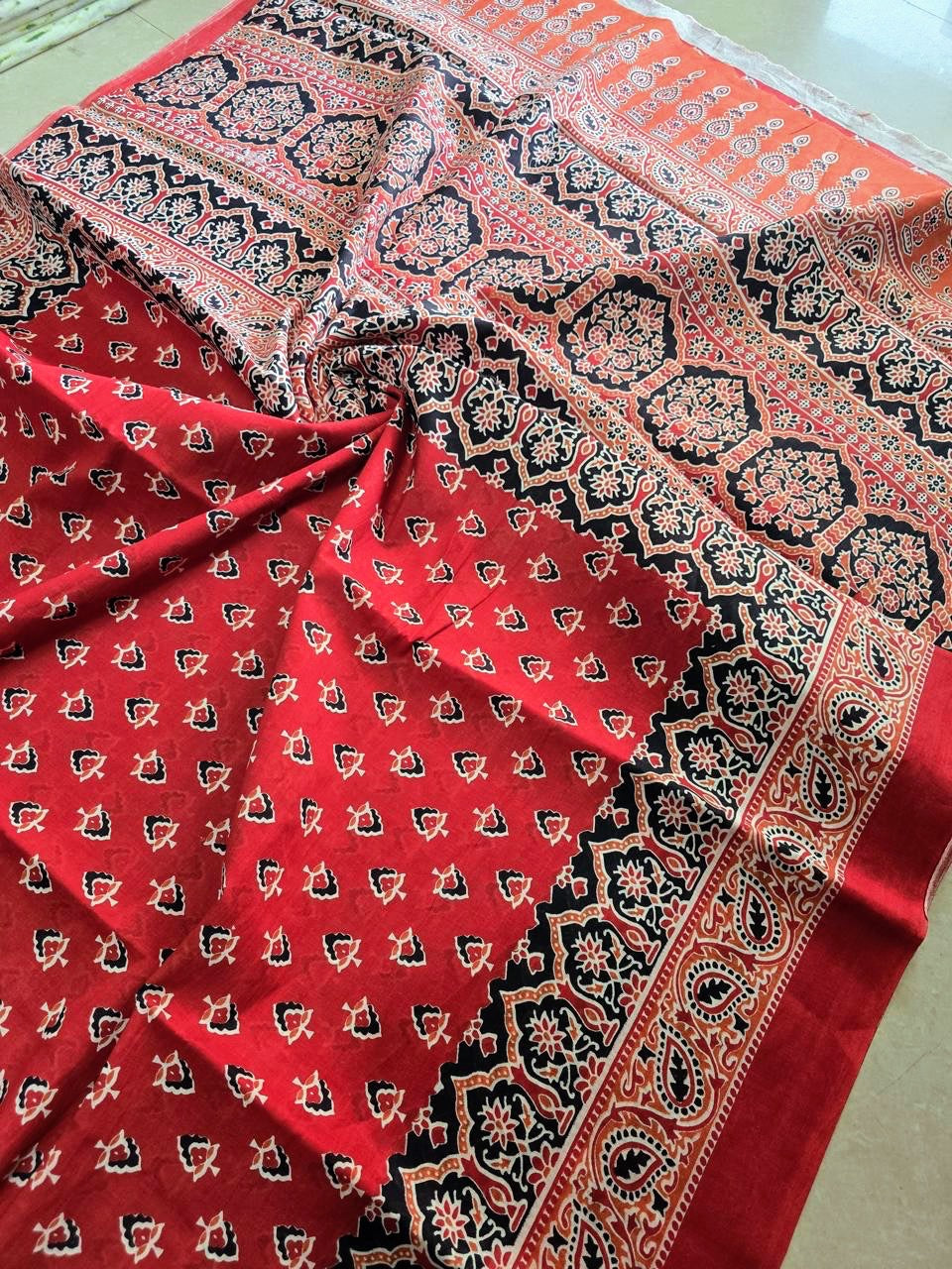 Ajrakh Mul Cotton - Red