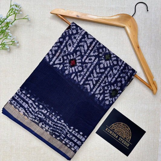 Kota Doria Batik print - Navy Blue