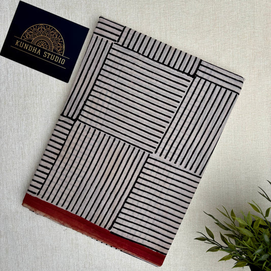 Mul Cotton Handblock - Black Stripes