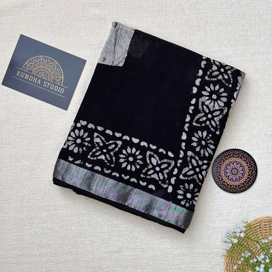 Linen Cotton Block print - Black