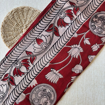 Kalamkari Chennur Silk - Red Lotus