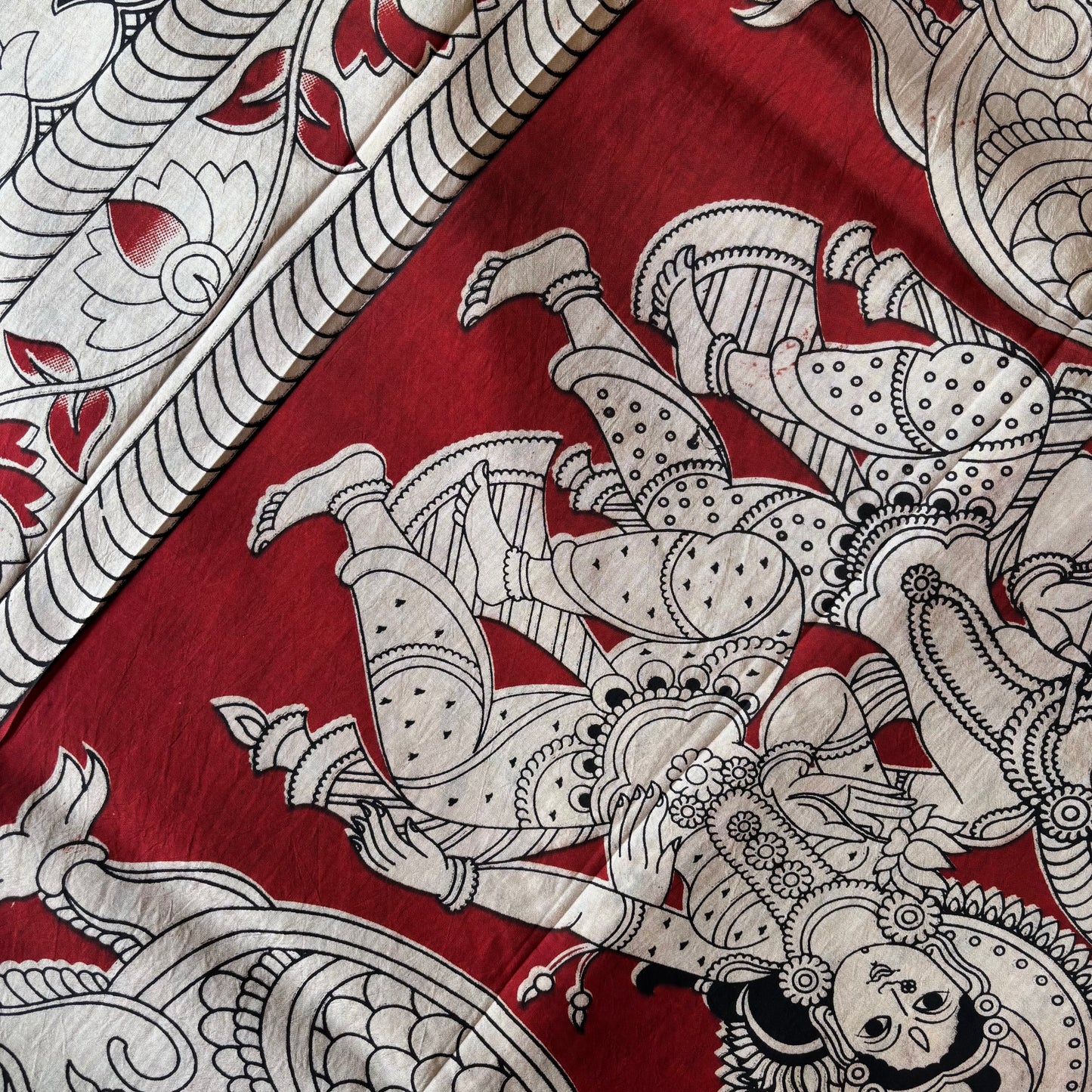 Kalamkari Chennur Silk - Red Lotus