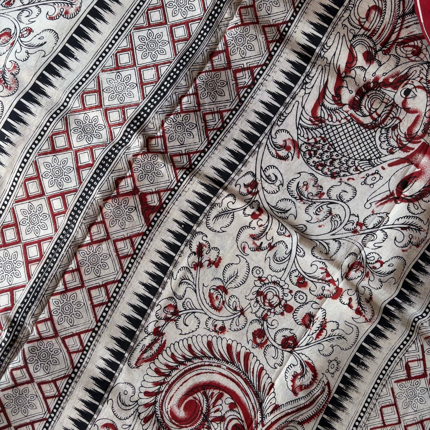 Kalamkari Chennur Silk - Red Pichwai