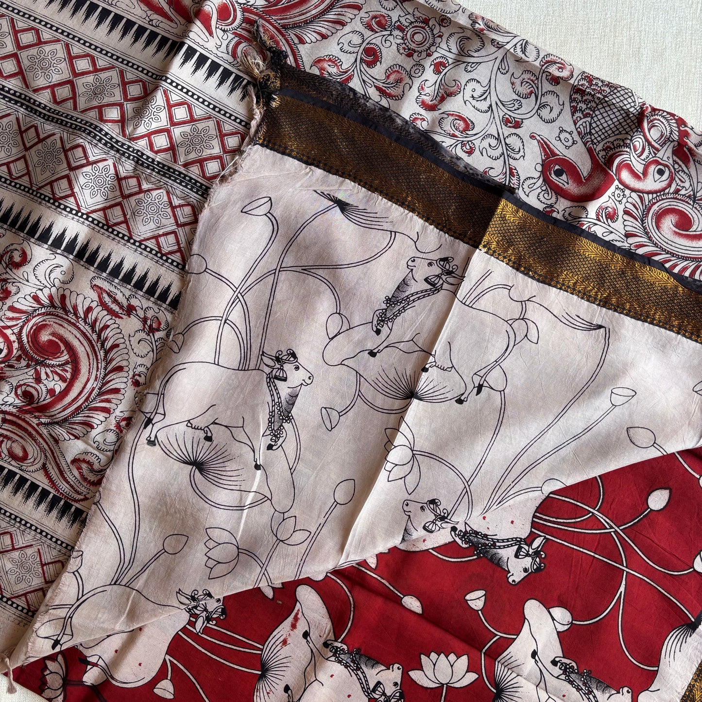 Kalamkari Chennur Silk - Red Pichwai